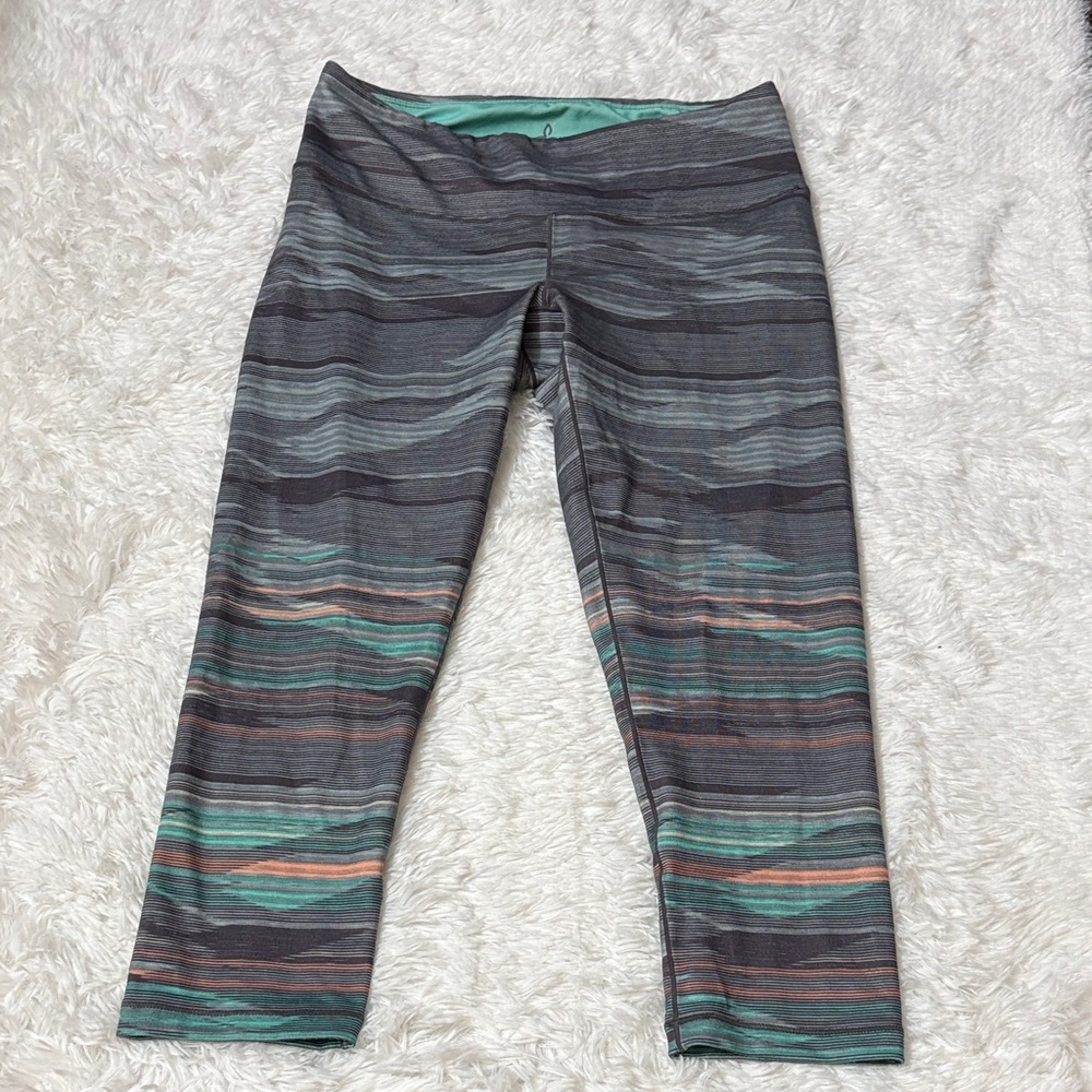 Prana Cropped Multi Color Striped Leggings Size S